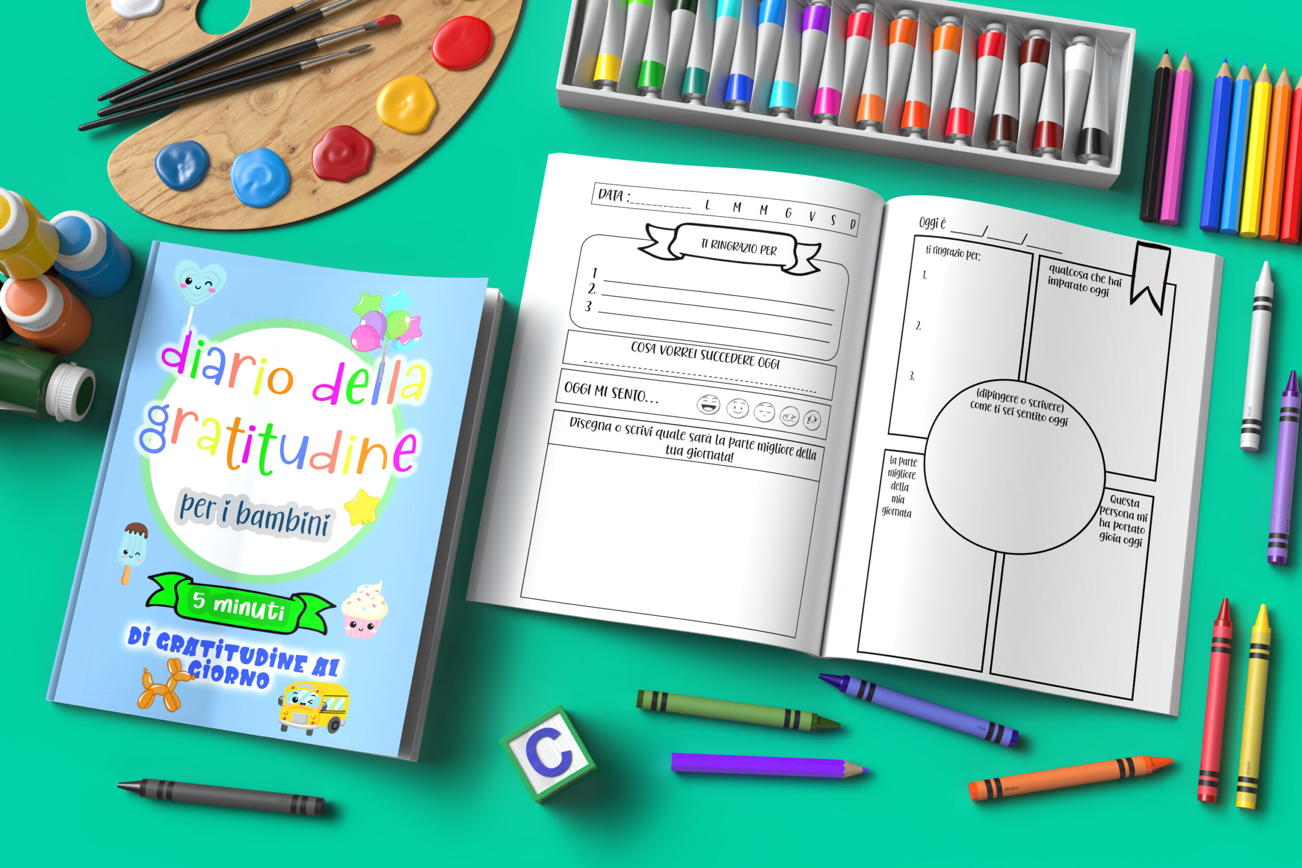 Diario della gratitudine per bambini - Diario 5 minuti: Un libro delle  attività per bambini per aiutarli ad essere più felici, migliorare  l'autostima