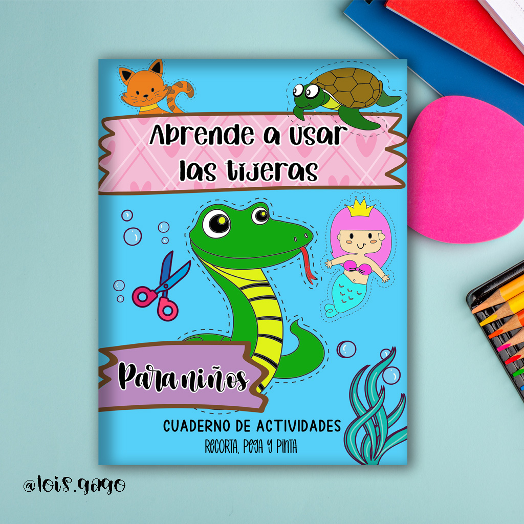Tijeras niños 3-6 años: Libro de cortar y pegar animales, Cuaderno de  actividades infantiles. (Spanish Edition)
