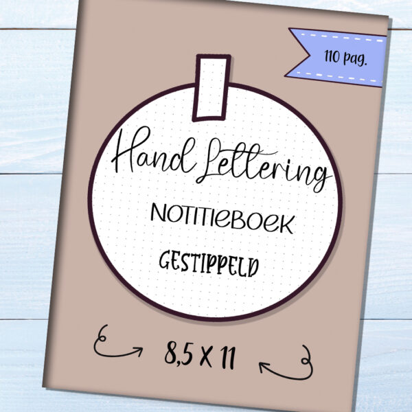 hand lettering notitieboek gestippeld